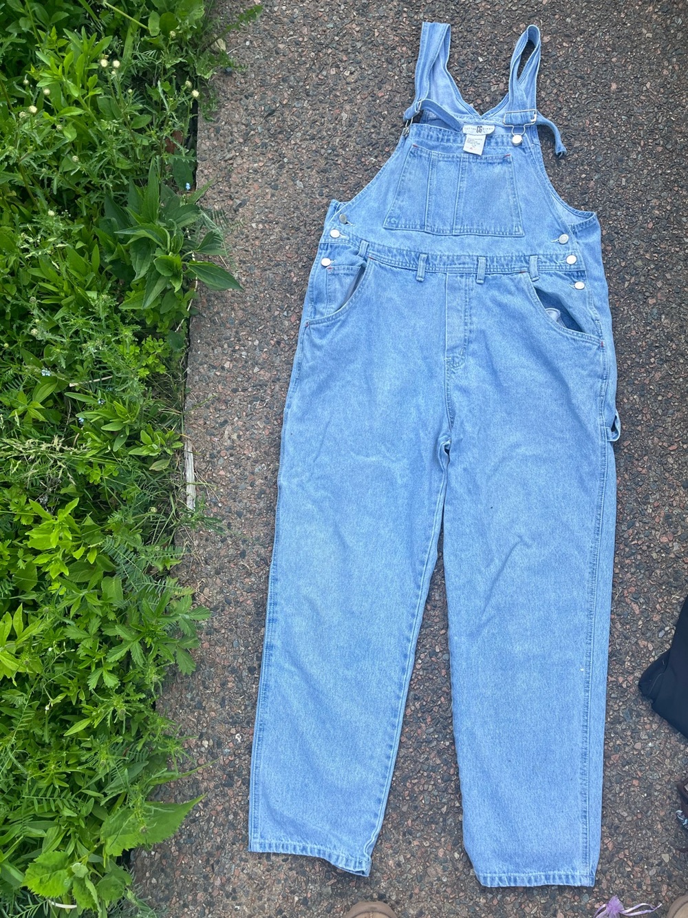 90s Cotton Ginny Light Wash Denim Overalls SZ L Perfect Vintage Overalls